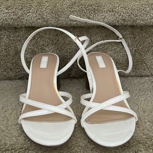 White strap up wedge sandals